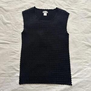 Vintage Nicola Black sleeveless crinkle tank top Size large